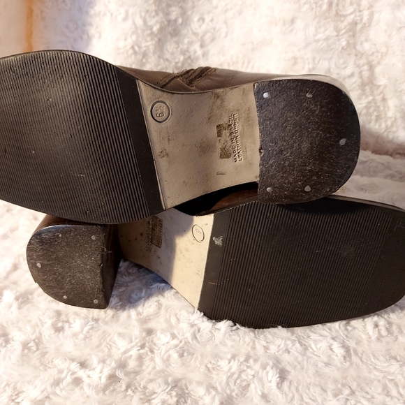 Hillard & Hanson Trudy Brown Leather Chunky Block Heel Ankle Boots 6.5 Classic - Picture 5 of 9